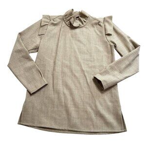 Dear Prudence Houndstooth Ruffle Top in Cream White